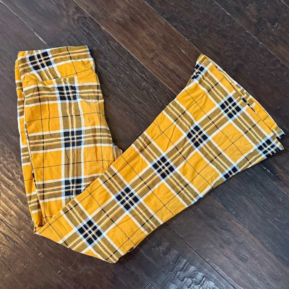 No Boundaries Mustard and Black Plaid Leggings